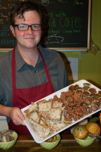 Graham Watson shows off some fresh chocolate treats at the Charles St. Market 