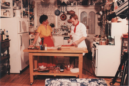 Early days, with Ann in the demonstration kitchen with Chef David Chapman (now of David’s Bistro)