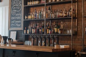 The local and artisinal ethos extends to the bar, which carries products from Black Swan Brewery, Junction 56 Distillery, and Chateau des Charmes, among regional producers.